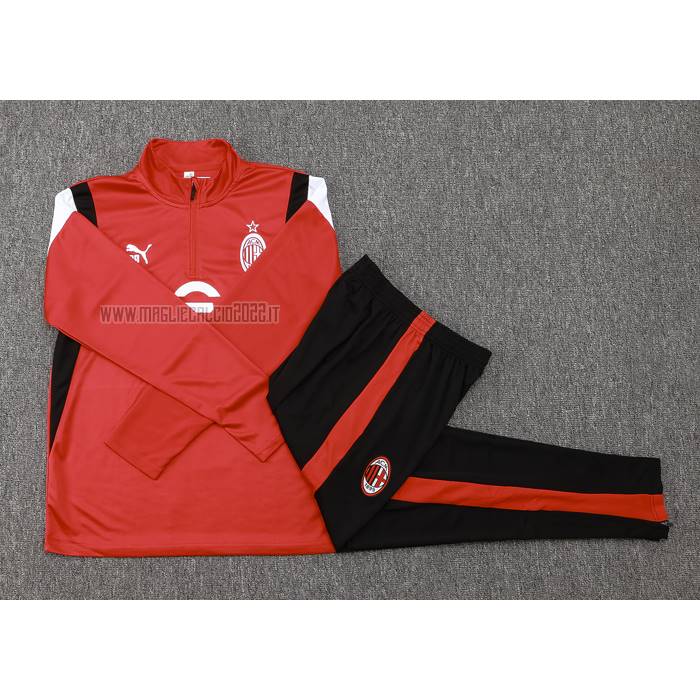 Tuta da Track de Felpa del Milan 2023-2024 Rosso y Blanco